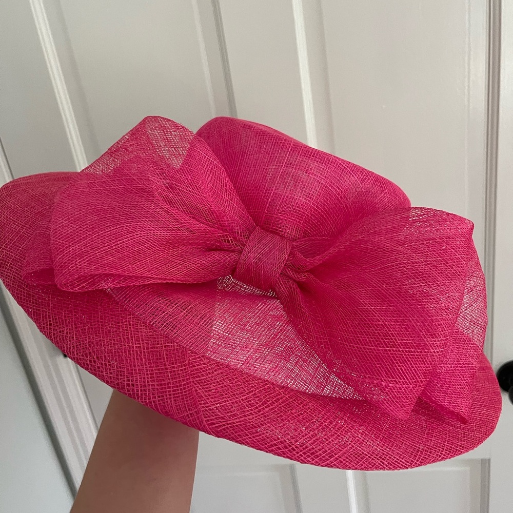 Bright pink Kentucky Derby hat- bow hat